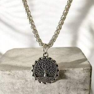 Large Stainless Steel Viking Celtic Tree of Life Yggdrasil Pendant Necklace